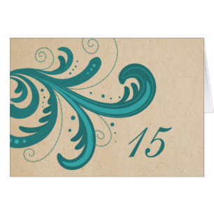 Aquamarine Stylish Wirbel Tischnummer Card