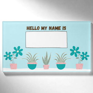 Aquamarine Sukkuline und Blume Namenschild