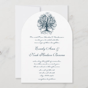Aquamarine Swirl Tree Roots of Liebe Wedding Einladung