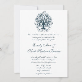 Aquamarine Swirl Tree Roots of Liebe Wedding Einladung