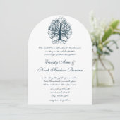 Aquamarine Swirl Tree Roots of Liebe Wedding Einladung (Stehend Vorderseite)