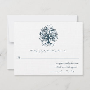 Aquamarine Swirl Tree Wedding Response Card RSVP Karte
