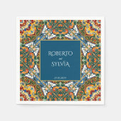 Aquamarine talavera Vintage mexikanische Hochzeit  Serviette (Vorderseite)