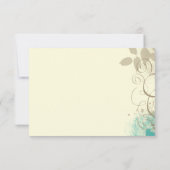 Aquamarine Tan Grunge Wirbel Blätter Antwortkarten RSVP Karte (Rückseite)