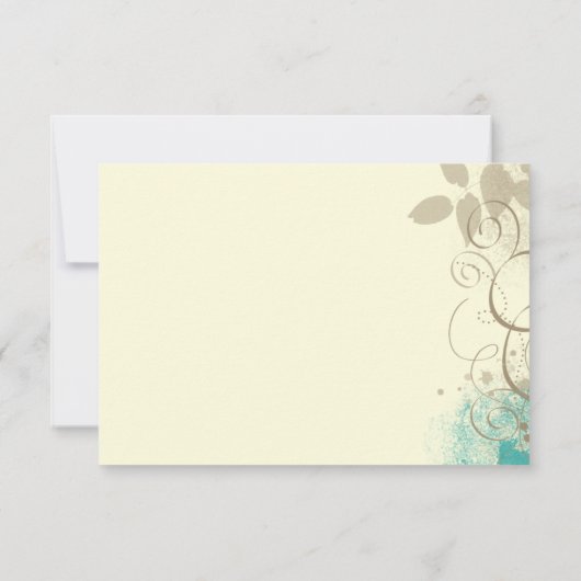 Aquamarine Tan Grunge Wirbel Blätter Antwortkarten RSVP Karte (Rückseite)