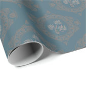 Aquamarine Tapisserie Rokoko Mandala Elegant Ogee  Geschenkpapier (Rolleneckpunkt)