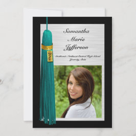 Aquamarine Tassel mit Foto Graduation Party Einladung