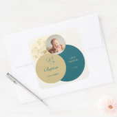 Aquamarine Taufe Quadratischer Aufkleber (Umschlag)