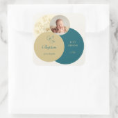 Aquamarine Taufe Quadratischer Aufkleber (Tasche)