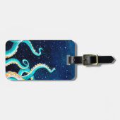Aquamarine Tentacles Galaxy Stars Wasserfarben Gepäckanhänger (Vorderseite horizontal)