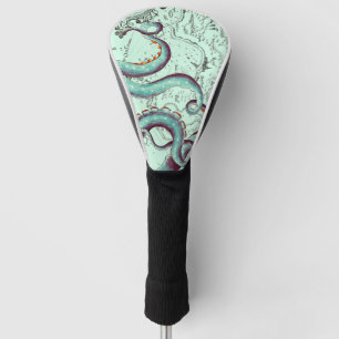 Aquamarine Tentakel auf Aquamariner Vintager Karte Golf Headcover