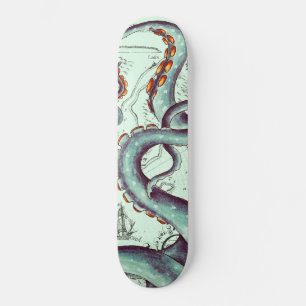 Aquamarine Tentakel auf Aquamariner Vintager Karte Skateboard