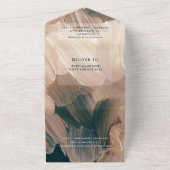 Aquamarine Terracotta abstrakte uAwg Hochzeit All In One Einladung (Außenbereich)