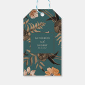 Aquamarine Terrakotta-Hochzeit im Herbst Geschenkanhänger (Rückseite)