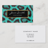 Aquamarine Tierhaut, Leopard, Imitat Goldfolie Visitenkarte (Vorne/Hinten)