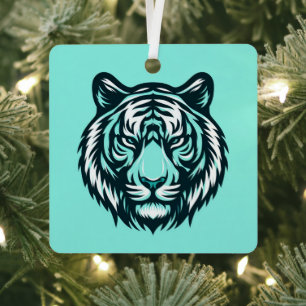 Aquamarine Tiger-Designs Ornament Aus Metall