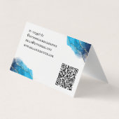 Aquamarine Tinte Minimalistischer QR-Code geklappt Visitenkarten (Rückseite)