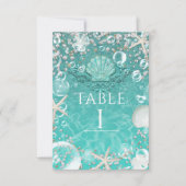 Aquamarine Tischnummer von Meeresfrüchten und Blas (Vorderseite)