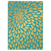 Aquamarine Ton-abstrakte Goldtröpfchen Klemmbrett (Rückseite)