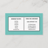 Aquamarine Tool Handyman Services Business Card Visitenkarte (Rückseite)