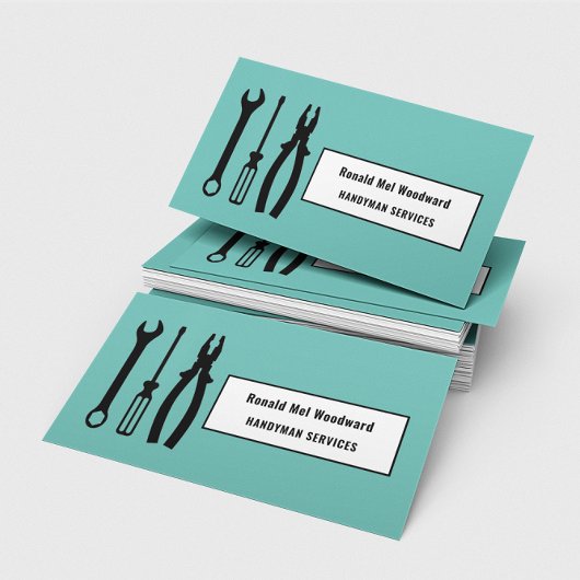 Aquamarine Tool Handyman Services Business Card Visitenkarte