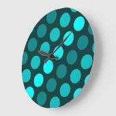 Aquamarine Trio-Polka-Punkte Große Wanduhr (Winkel)