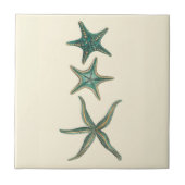 Aquamarine Triple Starfish Fliese (Vorderseite)
