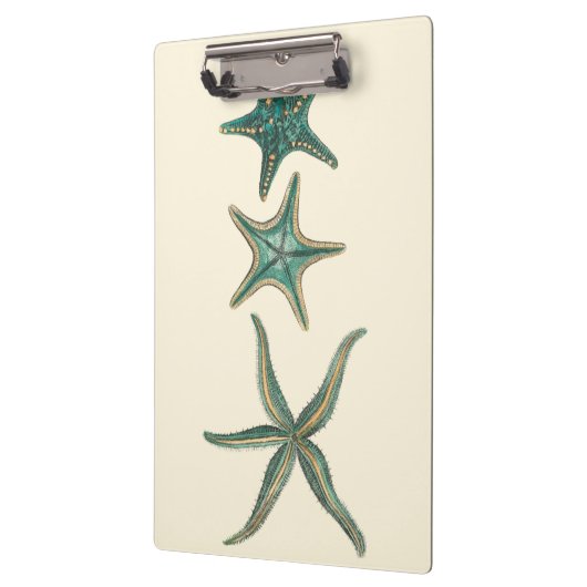 Aquamarine Triple Starfish Klemmbrett (Links)