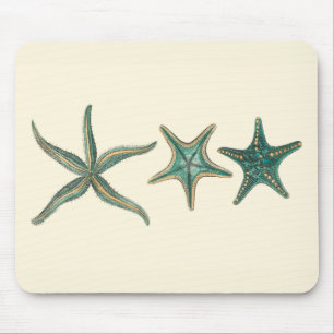 Aquamarine Triple Starfish Mousepad