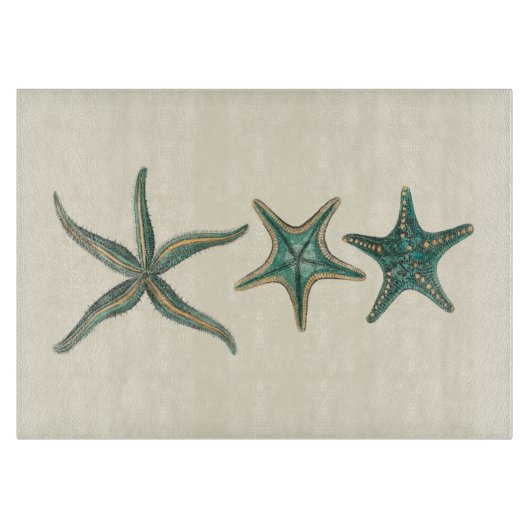 Aquamarine Triple Starfish Schneidebrett (Vorderseite)