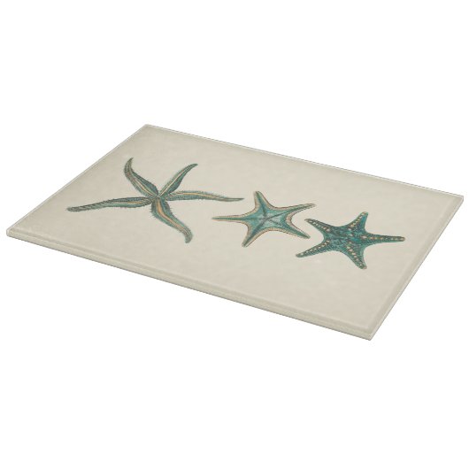 Aquamarine Triple Starfish Schneidebrett (Ecke)