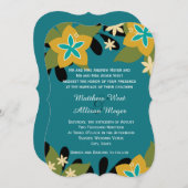 Aquamarine Tropenblumenhochzeit Einladung (Vorne/Hinten)