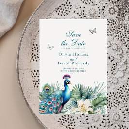 Aquamarine Tropenpfauenhochzeit Sichern Sie die Da Save The Date