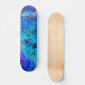 Aquamarine Tropfen Abstraktion in blaurosa Skateboard (Vorderseite)