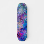 Aquamarine Tropfen Abstraktion in blaurosa Skateboard (Vorne)