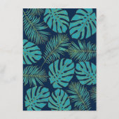Aquamarine tropische Blätter Bingokarte der Marine Begleitkarte (Rückseite)