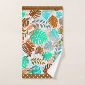 Aquamarine tropische Blätter, braun, Extravaganter Badhandtuch Set (Handtuch)