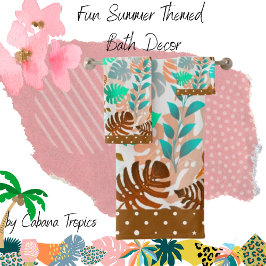 Aquamarine tropische Blätter, braun, Extravaganter Badhandtuch Set