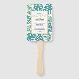 Aquamarine tropische Blätter Hochzeitskalender Han Fächer