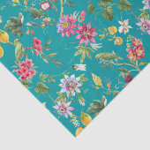 Aquamarine tropische Blume, Obst und Vögel Seidenpapier (Ausschnitt)