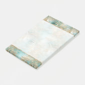 Aquamarine tropische Glam Gold Blätter Post-it Klebezettel (angewinkelt)