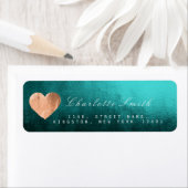 Aquamarine tropische Herz Pink-Gold-Rücksendeadres (Insitu)