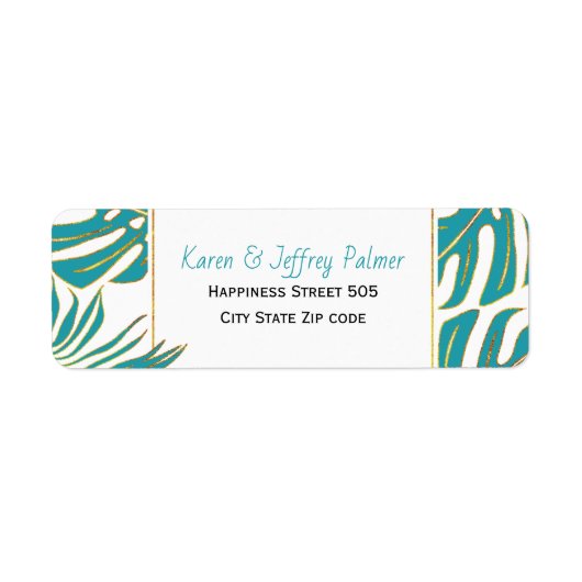 Aquamarine tropische Monstera und Palmen Blätter H (Vorne)