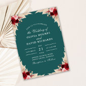 Aquamarine Tropische Rose Herbsthochzeit Einladung