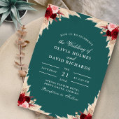 Aquamarine Tropische Rose Herbsthochzeit Einladung