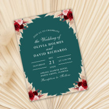 Aquamarine Tropische Rose Herbsthochzeit Einladung