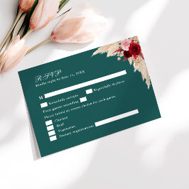 Aquamarine tropische Rose Hochzeitkarte für RSVP Dankeskarte