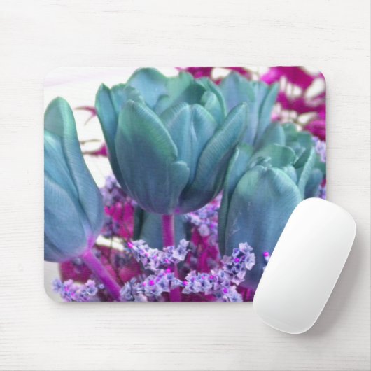 Aquamarine Tulips Mousepad (Mit Mouse)