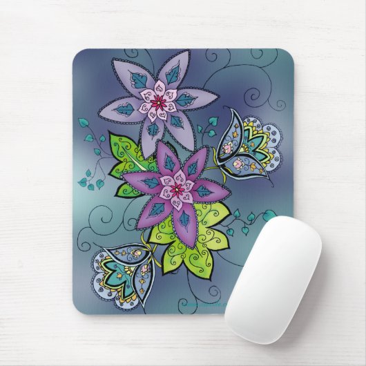 Aquamarine Tulpen Mousepad (Mit Mouse)