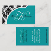 Aquamarine Türkische Black Damask Visitenkarten Visitenkarte (Vorne/Hinten)